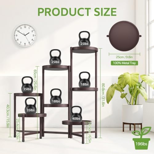 7 Tier Large Plant Stand Indoor Outdoor, 10 Inch Tray, Bronze - Image 4