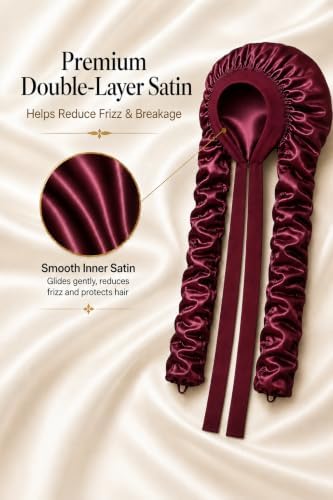 Double Layer Slik Like Satin Bonnet, 33-43" XXL Bonnet for Braids Long Hair - Image 3