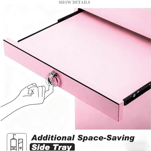 Hair Salon Storage Cart with Locable Wheels & 3 Hair Dryer Holders & 4 Drawers & Lock & 2 Keys, Rolling Salon Cart for Hair Stylist, Hairdresser, Beauty (Pink-) - Image 5
