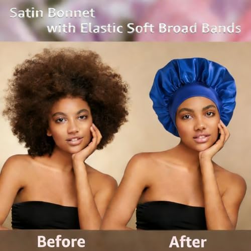 Silk Bonnet for Men Women Hair Bonnet for Sleeping,High Elasticity Wide Soft Band Sleep Cap for Curly Hair Braids - Image 5