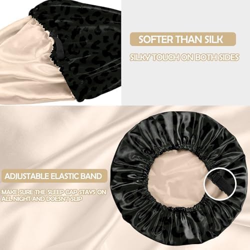 Satin Hair Bonnet Silk Bonnet for Sleeping Double Layer Elastic Adjustable Reusable Cute Aesthetic for Women Girls - Image 3