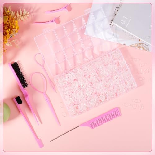 BESARME Clear Hair Rubber Bands Set, 1500 Pcs with 8 Styling Tools - Image 5