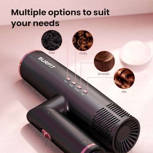 Hair Dryer with Diffuser, Surfit Blow Dryer, Foldable Travel Hairdryer, 110,000 RPM Professional Ionic Hair Dryer for All Hair Types, 1 Min Fast Drying, Precision Styling, No Heat Damage - Image 3