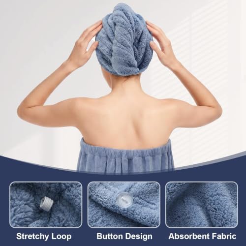 Oversized Bath Towel Wrap for Women with Plus Size Hair Dry Towel Set - Image 3
