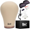 GEXWORLDWIDE GEX 21.5" Canvas Cork Wig Block Mannequin Head for Wig Making Drying Styling Display with Table C Clamp Stand Holder (Light Brown 21.5") by GEXWORLDWIDE