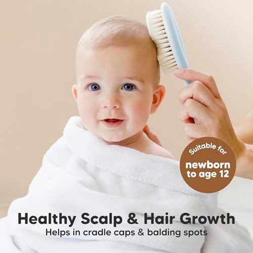 Wooden Baby Hair Brush Set for Newborns, Toddler Comb (Frost, Regular) - Image 3
