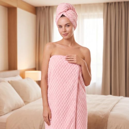 REDKISS Charcoal Gray Pink Microfiber Bath Towels Large, 30"x60", 2 Pack - Image 6