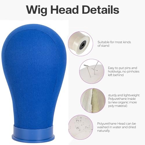 Wig Head, Canvas Mannequin Head with Wig Stand, Wig Head Stand with Canvas Mannequin Head for Wig Display, Canvas Block Mannequin Head with T Pins Set Hair Styling Practice Display - Image 3