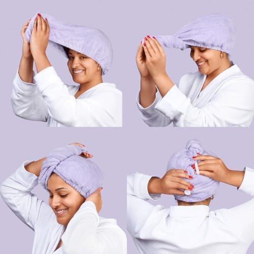 Noughty Microfiber Hair Towel Wrap, Purple - Image 5