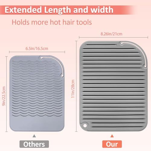 Heat Resistant Mat Large Silicone Hot Hair Tools Holder for Curling Irons Flat Iron Hair Straightener Mat Portable Vanity Pad Accessories/Organizer - Image 5