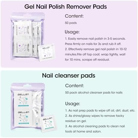 GELLEN Nail Cleanser Pads and Polish Remover Pads 100 Pack, Quick & Easy - Image 2