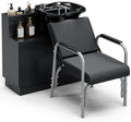 SyyBhb Black Shampoo Cabinet for Salon, Backwash Salon Storage Station with Shampoo Bowl and Reclining Chair by SyyBhb