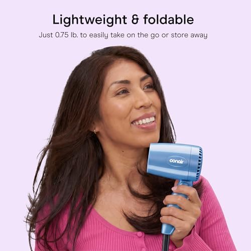 Conair Dual Voltage Hair Dryer, Compact Folding Handle Design, 1600W - Image 5