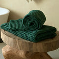 Luxury Organic Japanese Cotton Waffle Bath Towel | Thick, Absorbent, Quick Dry Bathroom Towels for Shower, Sauna, Onsen| Hotel & Spa Quality, Gift-Ready (Forest Green, Bath Towel (2 Pack)) by KOSMU