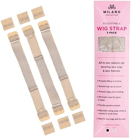 Milano Adjustable Elastic Wig Band with Hooks for Secure Fit & Comfort for Wigs and Lace Front Wigs - Wig Strap, Headband, & Wig Grip Accessories, Tan by MILANOCOLLECTION