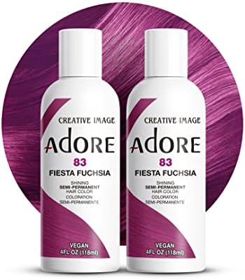 Adore Semi Permanent Hair Color, 083 Fiesta Fuchsia, 4 Fl Oz (2 Pack) by Adore
