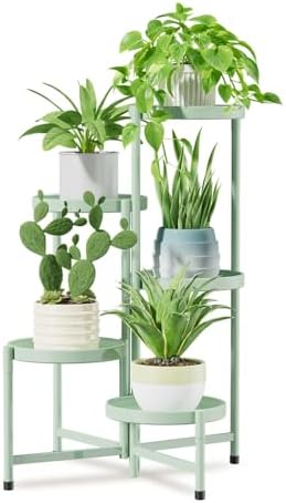 5 Tier Large Plant Stand Indoor Outdoor, 10 In Wide Tray, Green by iDavosicly