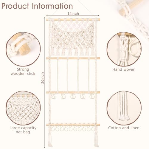 POVETIRE Headband Holder Hair Bow Organizer for Girls,Macrame Bow Holder Hair Accessories Organizer Storage Large Capacity Wall Hanging for Toddler Girl Nursery Room Decor - Image 2