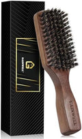 GAINWELL Wild Boar Bristle Hair Brush for Men, Slick Back Hair Brush with Stiff Boar Bristles for Thick Hair, Natural Black Walnut Wooden Handle Hairbrush, Beard Mustache Brush - Large by GAINWELL