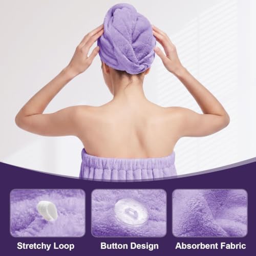 Oversized Bath Towel Wrap for Women with Plus Size Hair Dry Towel Set - Image 7