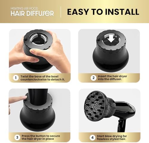 Herbishh Universal Hair Dryer Diffuser for Curly, Coily & Wavy Hair, Black - Image 3