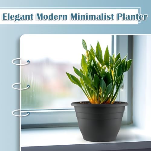 RooTrimmer 3 Pack 11 Inch Plant Pots with Drainage Hole and Plug,Plastic Flower Pots for Indoor & Outdoor Plants,Lightweight Plant Pots Perfect for Herbs,Flowers & Succulents(Gray) - Image 6