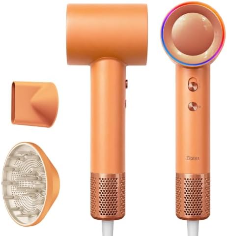 Zibtes High-Speed Hair Dryer with Diffuser, Ionic Blow Dryer (Orange) by WelcometoPurchase