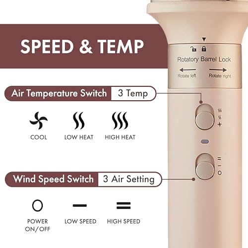 6-in-1 Hot Air Multi-Styler with Case, Hair Dryer & Blow Dryer Thermal Round Brush, Auto-Wrap Curler & Straightener, Fast Drying & Negative Ion Styling for Frizz-Free Blowouts (Peony Blush) - Image 2