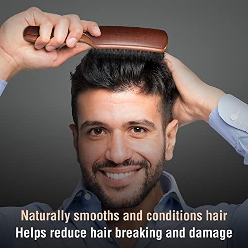 Hair Brush for Men Fine Thin Wavy Hair, Boar Bristle Hair Brush for Add Shine Improve Texture Reduce Frizz, Hairbrush for Beard Straightens Softens - Image 4
