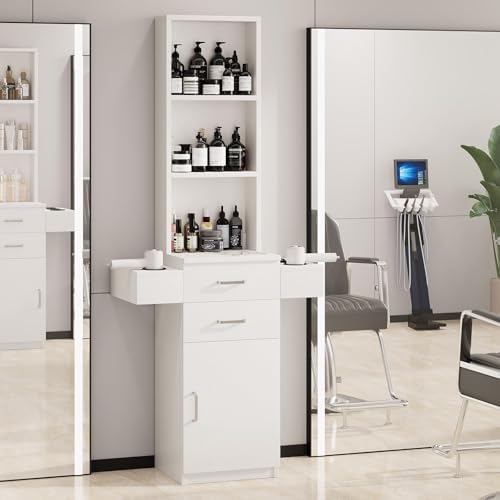 4ever2buy Salon Station for Hair Stylist, White Barber Hair Salon Station - Image 6