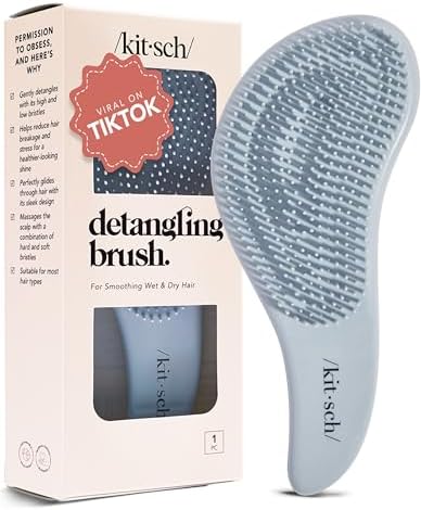 Kitsch Detangler Brush – Gentle Curly Hair Brush All Hair Types - Haze Blue by Kitsch