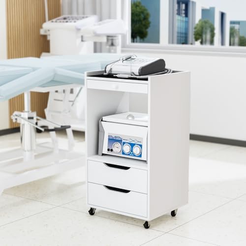 Medical Carts with Wheels, Crash Cart Ultrasound Trolley with Non-Slip Pads, Utility Esthetician Rolling Cart Mobile Storage Organizer for Hospital Clinic Dental Beauty Spa Office Salon Lab, White by OmySalon