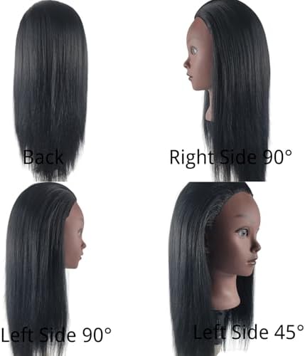 Practice Hair Mannequin Head for Braiding Hairstyling,Yaki Texture Black Head Mannnequin with Hair for Kids - Image 3