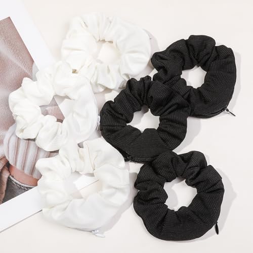 Pocket Scrunchies Holder Secret Hidden Compartment Items Velvet Hair Scrunchies Storage with Zipper Pocket for Women - Image 3