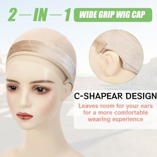 Riemann Wig Grip Cap for Women, 2-in-1, Non-Slip, Lace Front, (Beige) - Image 3