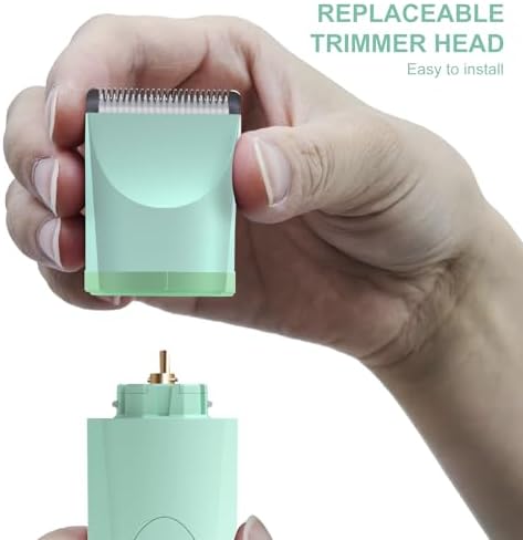 OLOV Electric Body Hair Trimmer - Groin Trimmer for Men - Bikini Trimmer Women - Wet/Dry Shaver Groomer, Replaceable Ceramic Blade Heads, USB Recharge Dock, Waterproof Hygiene Razor, Green - Image 4