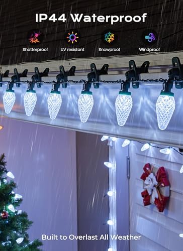 2 Pack 88FT 110 LED C9 Christmas Lights Outdoor White Christmas Lights - Image 2