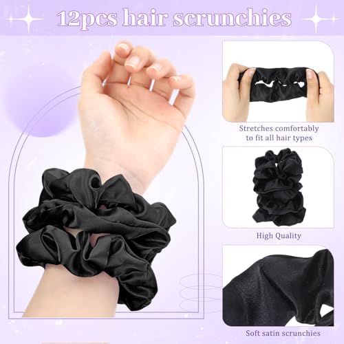 Sliner 24 Pcs Mini Hair Brush with Mirror and Scrunchies, Black - Image 3