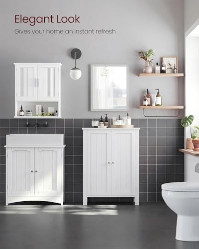 VASAGLE Bathroom Floor Storage Cabinet, 3 Drawers, Cloud White - Image 2