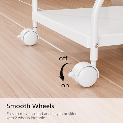 OmySalon Pedicure Cart Foot Bath Trolley, Adjustable Height Salon Trolley with PU Cushion, Portable Nail Esthetician Cart for Manicure & Foot Massage, Beauty Spa Supplies with Locking Wheels (White) - Image 6