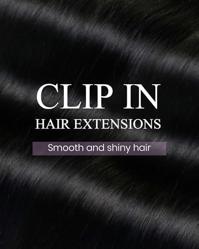 LaaVoo Clip in Hair Extensions Real Human Hair Jet Black 18 Inch 120g - Image 4
