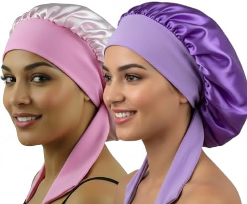 Satin Bonnet for Sleeping Women Curly Hair Large Silk Bonnet with Tie by COCOSILK