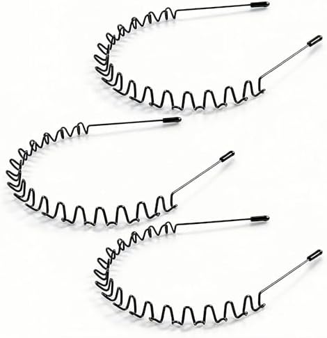 Metal Headband for Men, Non Slip Wave Hair Band, ZigZag Wire 3 Pcs by KELUBATUbrand