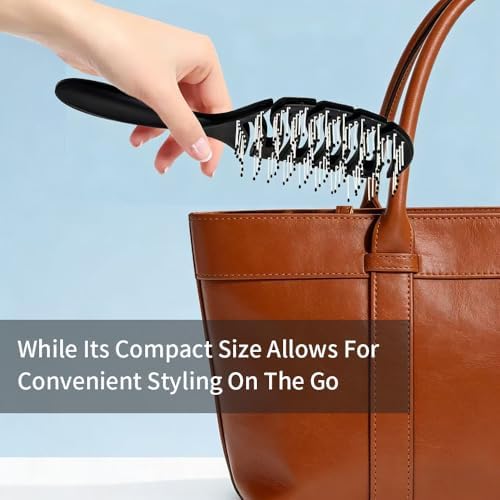 Detangler Hairbrush, Soft Bristle Detangling Brush for Straight, Wavy, Curly and Fine Hair, Dry and Wet, Quick Smoothing for Women and Men（Black） - Image 6