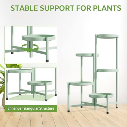5 Tier Large Plant Stand Indoor Outdoor, 10 In Wide Tray, Green - Image 6