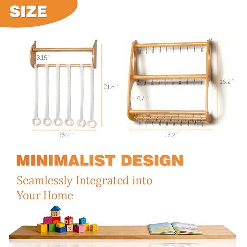 Headband Holder Hair Bows Organizer for Girls Large Capacity Wall Hanging Storage with 40 Metal Hooks 16.5 Inches x 6 Rows of Clip Spaces Hair Accessories Organizer for Baby (XL) - Image 3