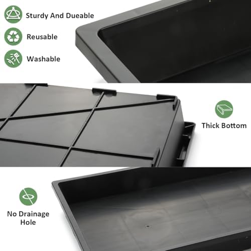 RooTrimmer 1020 Flat Seed Starter Trays 10 Pack, Plastic Nursery Pots Trays & Seeds Potting Plants Tray, Durable Carrying Seedling Starting Tray for Planting (Black) - Image 3