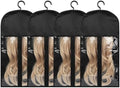 Kikone 4pcs Hair Extension Storage Bag - Wig Bags with Bracket, Dustproof & Waterproof Protection, Portable & Suitable for Wigs (Black, 23.6inch) by Kikone