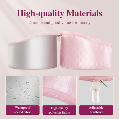 Heat Cap for Deep Conditioning: 10-Level Heats Up Quickly 3 Time Settings Hair Steamer for Natural Hair Home Use Thermal Steam Cap for Black Hair Portable Heating Caps Pink - Image 5