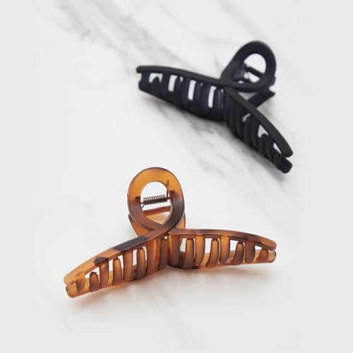 Kitsch Large Loop Hair Clips for Women - Tortoise & Black, 2 Pcs - Image 6